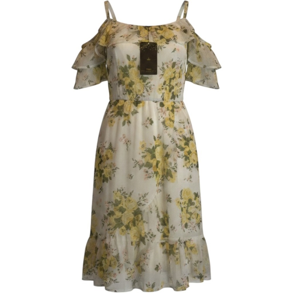 NWT Disney Princess Yellow Floral Dress Juniors Sz XL